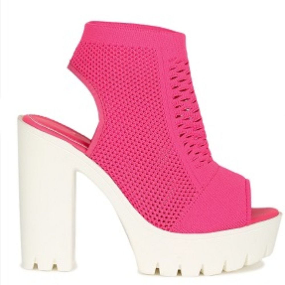 PAZZLE Open Toe/Peep Toe Chunky Platform Booties